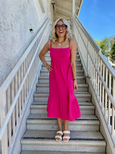 Load image into Gallery viewer, Sadie Midi Dress in Hot Pink