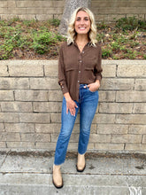 Load image into Gallery viewer, Ryann Button Down Blouse in Brown