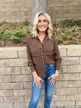 Load image into Gallery viewer, Ryann Button Down Blouse in Brown