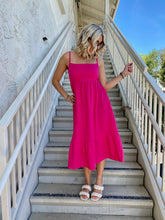 Load image into Gallery viewer, Sadie Midi Dress in Hot Pink