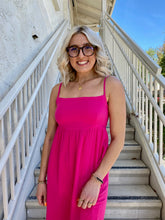 Load image into Gallery viewer, Sadie Midi Dress in Hot Pink