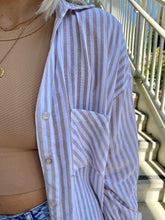 Load image into Gallery viewer, City Slicker Striped Button Down in Beige