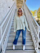 Load image into Gallery viewer, Snowflakes Henley Sweater in Sage
