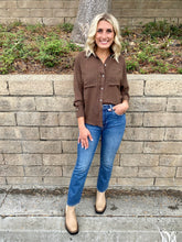 Load image into Gallery viewer, Ryann Button Down Blouse in Brown