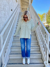 Load image into Gallery viewer, Snowflakes Henley Sweater in Sage