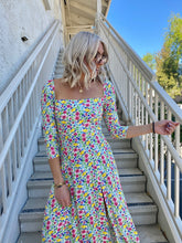 Load image into Gallery viewer, Wanderlust Midi Dress in Multi Floral
