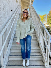 Load image into Gallery viewer, Snowflakes Henley Sweater in Sage
