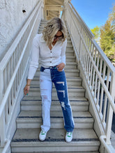 Load image into Gallery viewer, Two Toned Distressed Denim Pants