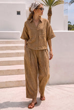 Load image into Gallery viewer, Coasta Short Sleeve Button Up in Light Brown
