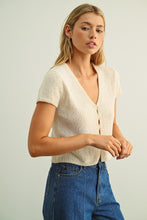 Load image into Gallery viewer, Downtown Cap Sleeve Button Top
