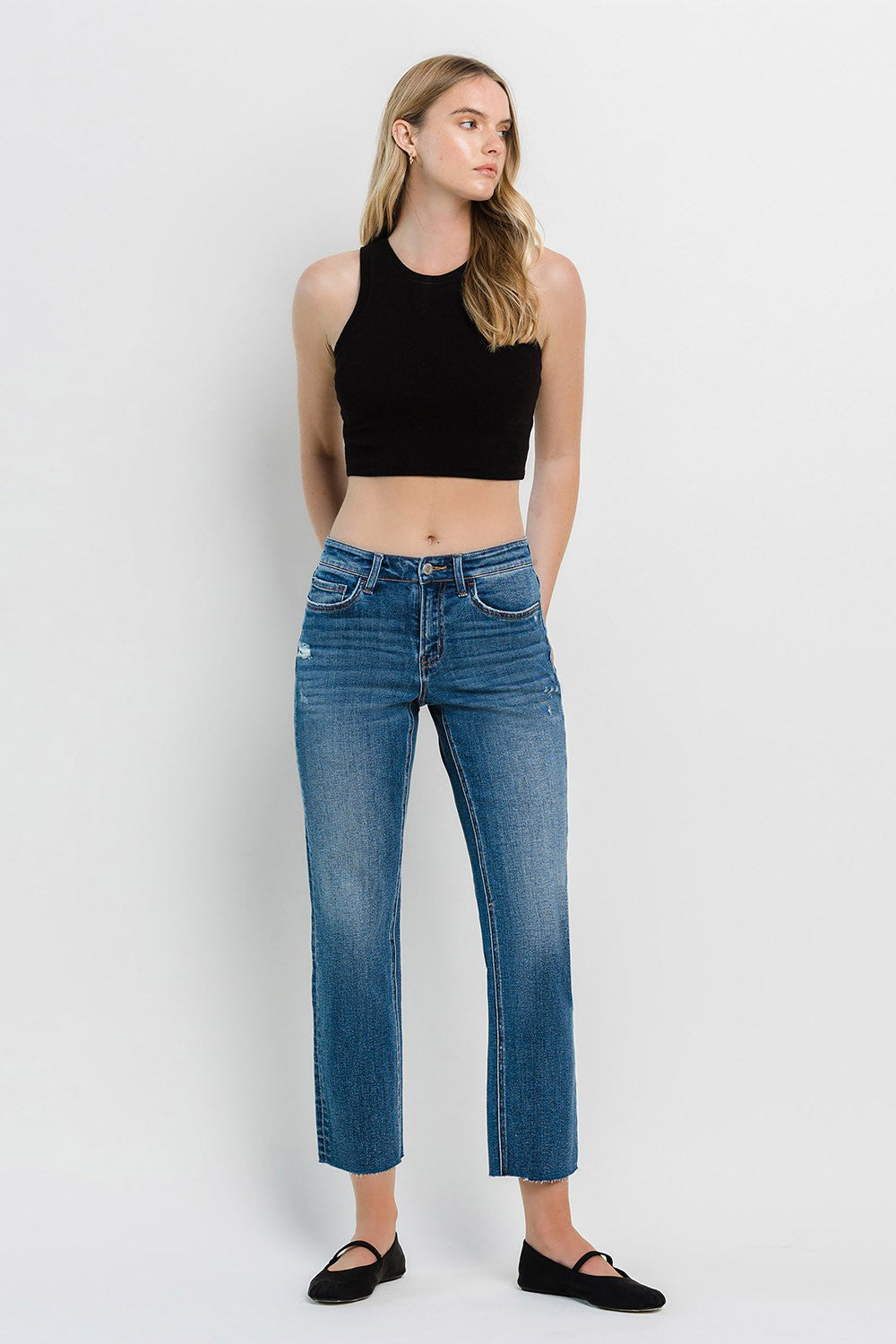 Mindy Mid Rise Straight Denim