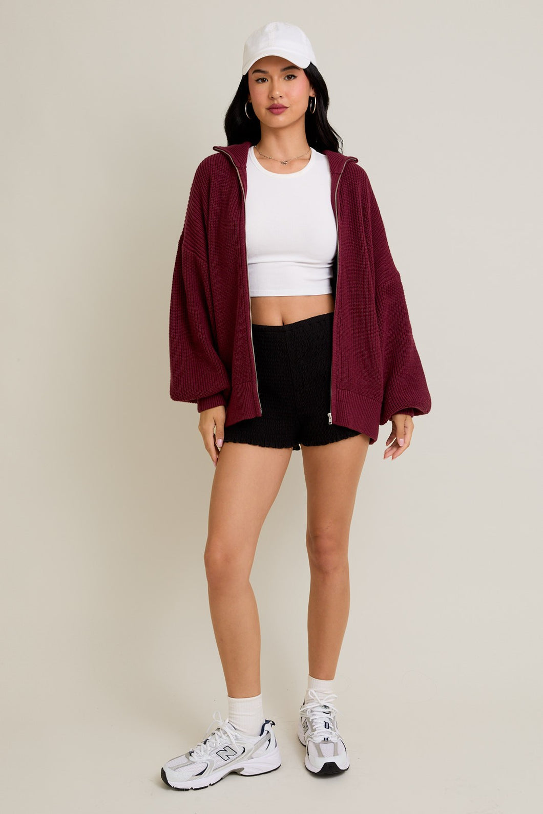 I Had Some Help Sweater Cardigan in Burgundy