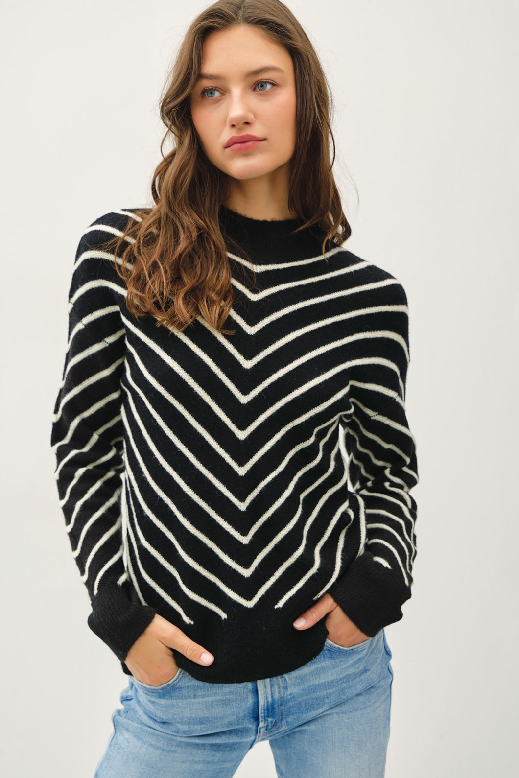 Zig Zag High Neck Sweater