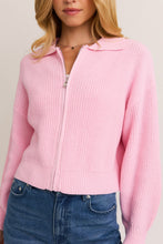 Load image into Gallery viewer, Lovers On End Zip Up Sweater in Pink
