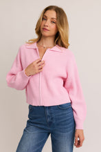 Load image into Gallery viewer, Lovers On End Zip Up Sweater in Pink
