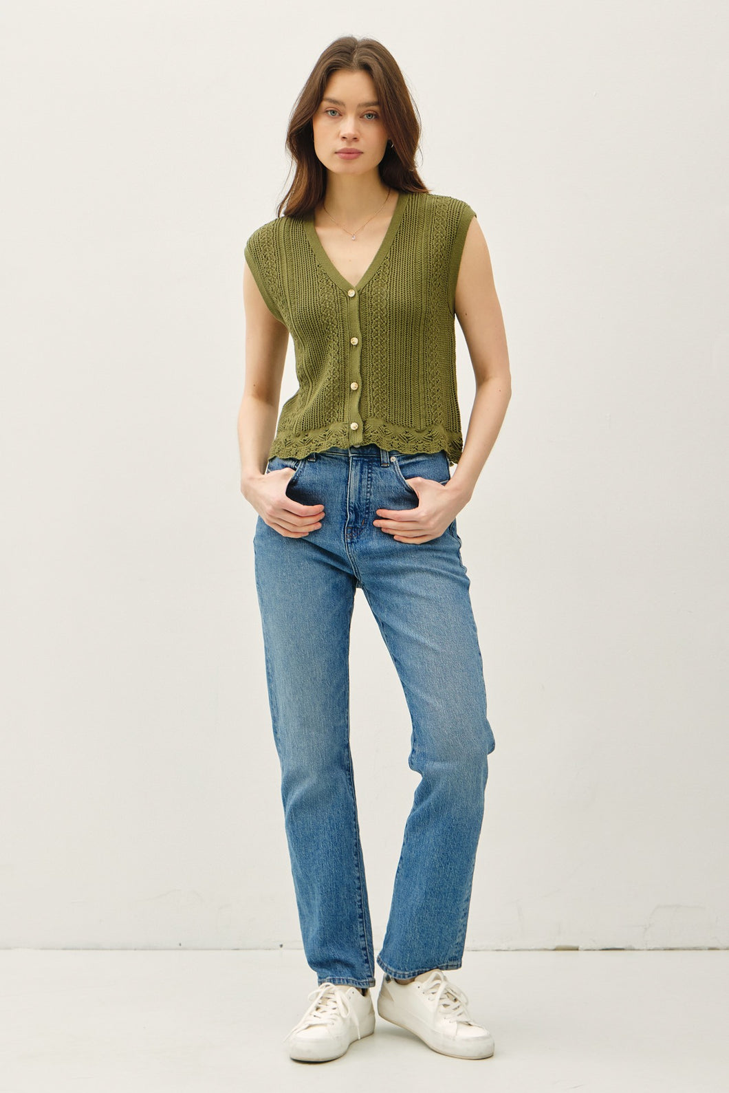 Moss Knit Button Up Tank