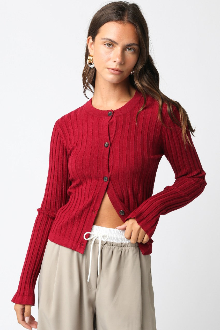 Chicago Sweater Top In Burgundy