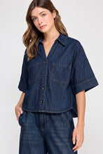 Load image into Gallery viewer, Coasta Short Sleeve Button Up In Denim
