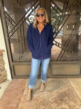 Load image into Gallery viewer, Brittney Knit Zip Up in Midnight Blue
