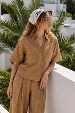 Load image into Gallery viewer, Coasta Short Sleeve Button Up in Light Brown
