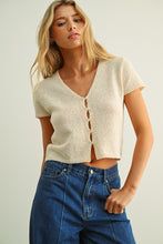 Load image into Gallery viewer, Downtown Cap Sleeve Button Top
